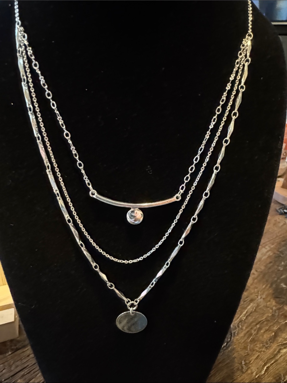 Vintage Nine West Layered Silver-Tone Pendant Necklace - Women Jewelry